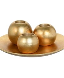 CANDLE HOLDER GOLD 4PZ 8.5X8.5X7