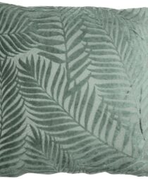 VELVET CUSHION WITH LEAVES DESIGN GREEN