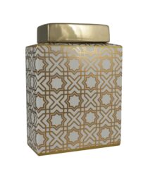 CERAMIC CANISTER/VASE WITH LID GOLD