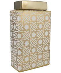 CERAMIC CANISTER/VASE WITH LID GOLD
