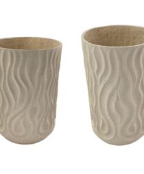 CREAM YELLOW FIBER CLAY FLOWERPOT (SAME AS PHOTO) & WITH HOLE