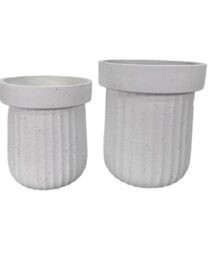 WHITE FIBER CLAY FLOWERPOT (SAME AS PHOTO) & WITH HOLE IN TH
