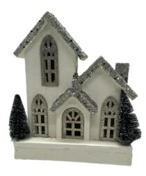 WHITE WOODEN HOUSE 2X AA BATTERY (NOT INCLUDED)