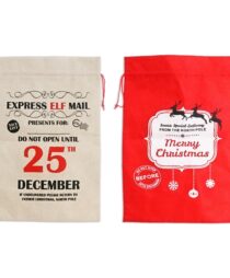 XMAS JUTE SANTA DRAWSTRING BAG SIZE: 23-3/4IN X 15-3/4IN (PRICE PER EACH BAG)