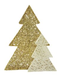 SET OF 2 COTTON TREE 35*4*46/20*3*26CM+T30L WITH LIGHTS (BATTERY NOT INCLUDED)