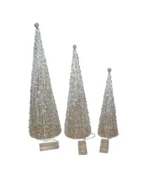 30+40+50CM S/3 PLASTIC TREES W/ 10 + 15 + 20 LED LIGHTS