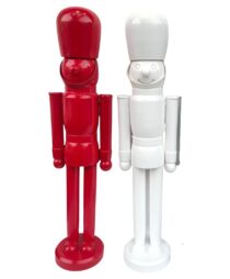 61CM WOODED NUTCRACKER, WHITE AND RED