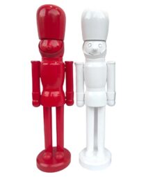 38CM WOODED NUTCRACKER, WHITE AND RED